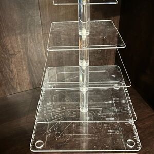 Elegant 5-Tier Crystal Clear Cupcake Tower | Square Acrylic Wedding Display